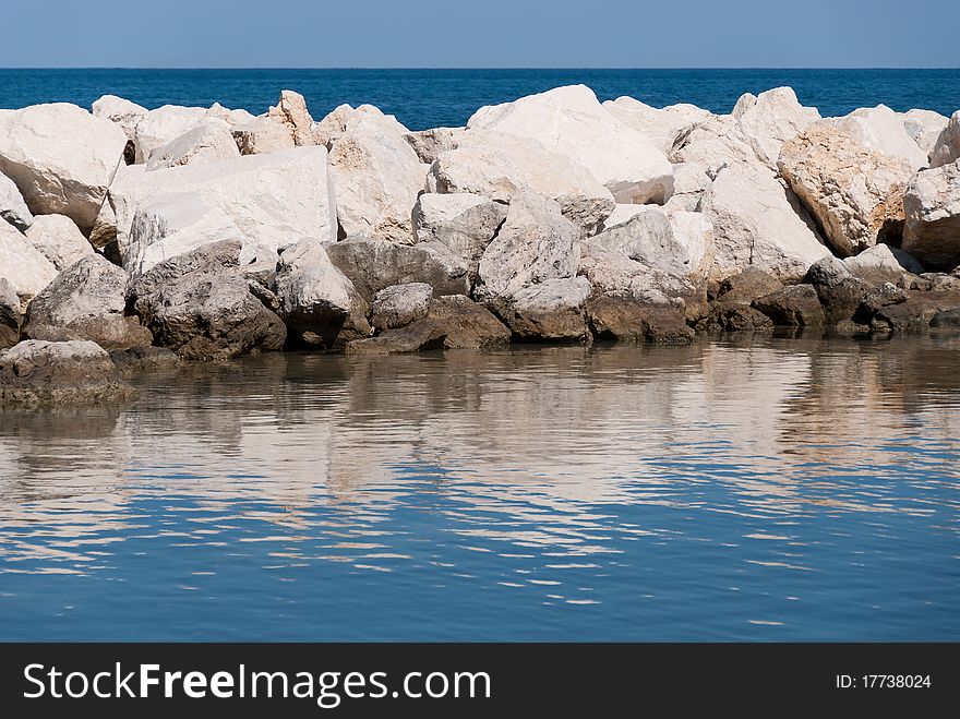 Breakwater on the sea of Palermo Trappeto. Breakwater on the sea of Palermo Trappeto