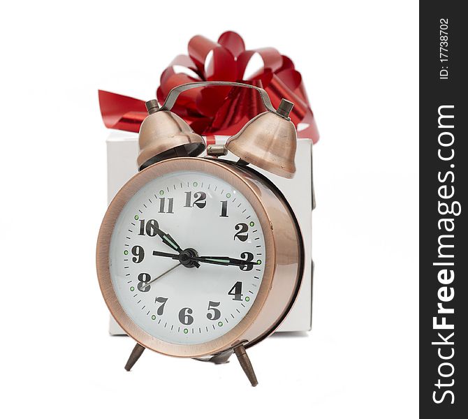 A retro clock with presents