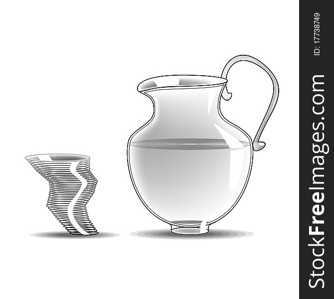 Glass Pitcher - Retro Clipart Illustration isolated