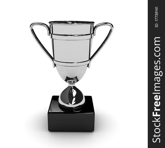 Awarding cup over white background. Computer generated image