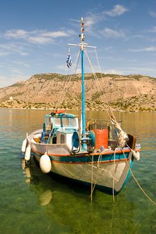 A Small White Fishing Boat Stock Photography