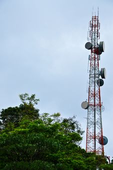 Radiotelescopes With Pole Stock Photo Radiotelescopes With Pole Stock Photo