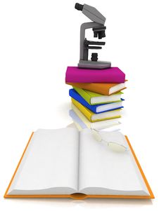 Books With A Microscope Stock Photography Books With A Microscope Stock Photography