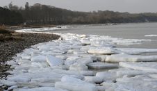 Ice Floe On Danish Beach In January Royalty Free Stock Image