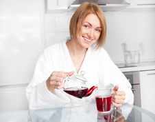 Woman Drinking Tea Stock Image Woman Drinking Tea Stock Image
