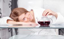 Woman Drinking Tea Stock Photo Woman Drinking Tea Stock Photo