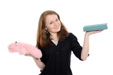 Girl With Book And Teddy Bear Royalty Free Stock Image Girl With Book And Teddy Bear Royalty Free Stock Image