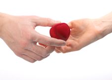 Man S Hand Expanding Heart-shaped Box To Woman S Royalty Free Stock Photos