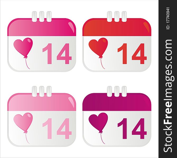 St. valentine's day calendar icons