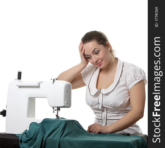 Seamstress Work On The Sewing-machine