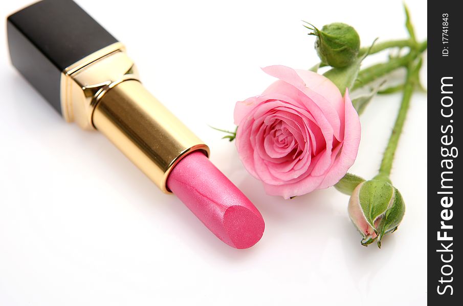 Decorative cosmetics on a white background