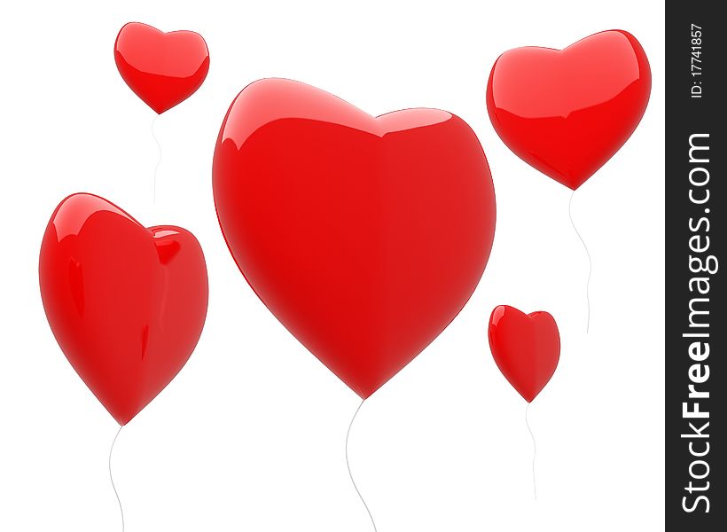 Heart-shaped Balloons Isolated