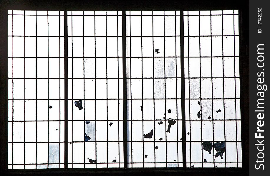 Glass Of Window In Trainstation
