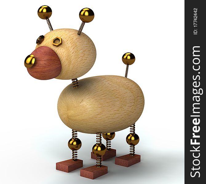 Wood dog 3d rendered for web and commercial