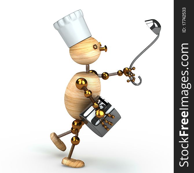 Wood man cook 3d rendered for web