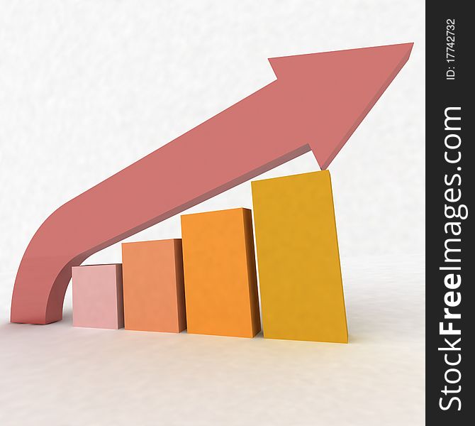 3D image of an arrow showing the growth of business. 3D image of an arrow showing the growth of business