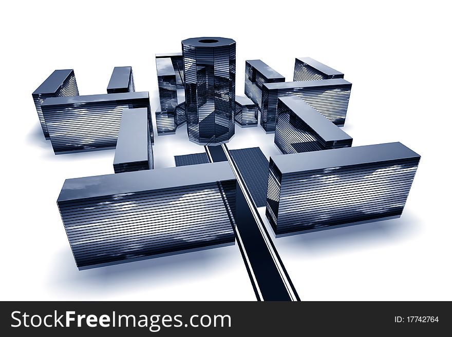 Scrapers abstract business concept 3d background