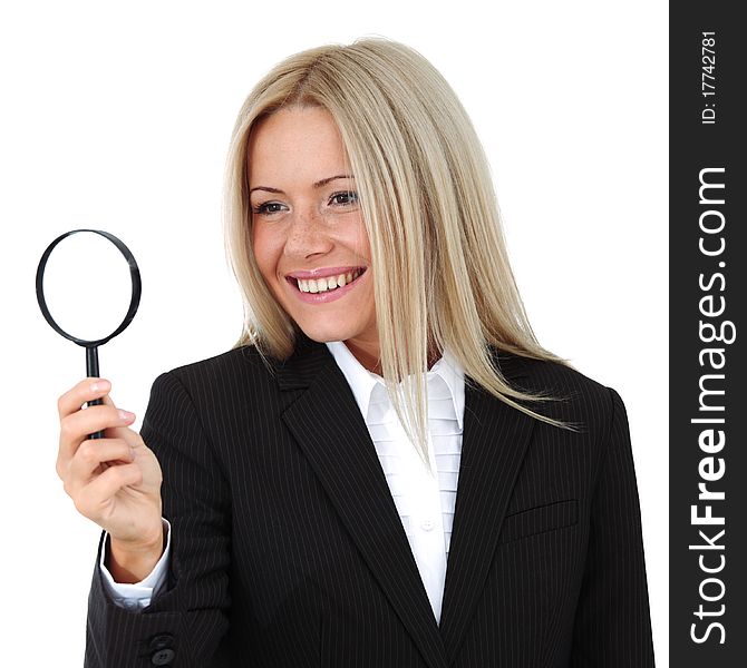 Business woman search portrait isolated close up