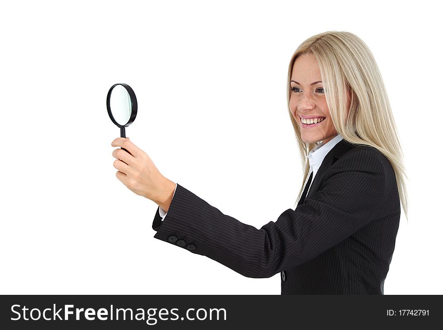 Business woman search portrait isolated close up