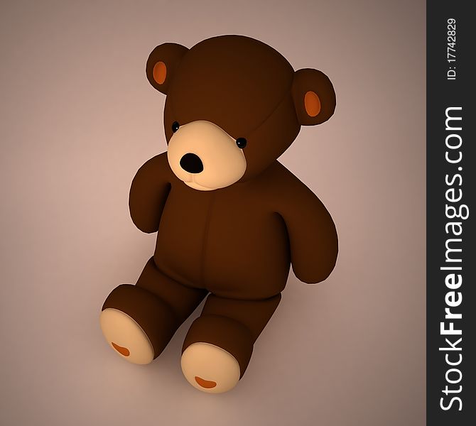 Teddy bear on a brown background