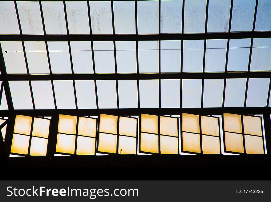 Trainstation in Wiesbaden, glass of roof gives a beautiful harmonic structure. Trainstation in Wiesbaden, glass of roof gives a beautiful harmonic structure