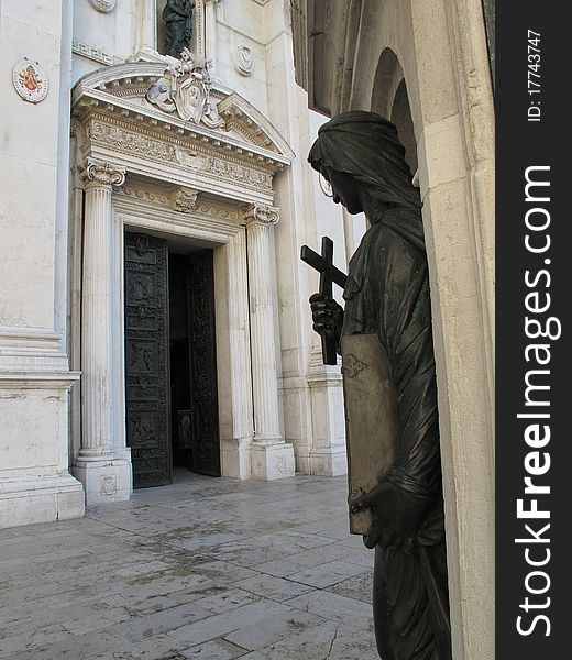 Scene of the central square of Black Madonna  with façade of the Basilica. Scene of the central square of Black Madonna  with façade of the Basilica