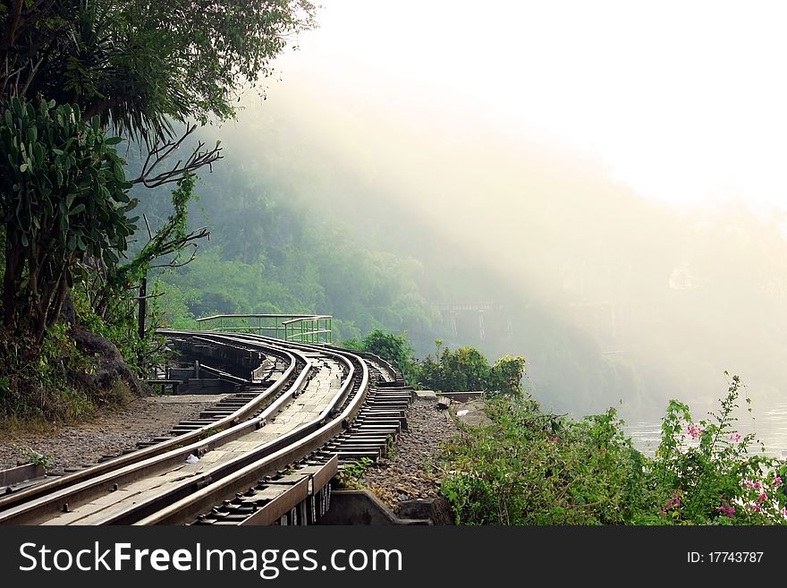 Dying railway tracks in period world war 2 of thailand.plentifully people die at here.