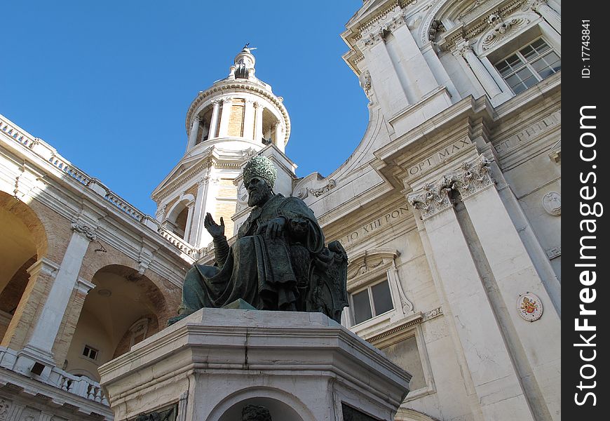 Scene of the central square of Black Madonna  with façade of the Basilica. Scene of the central square of Black Madonna  with façade of the Basilica