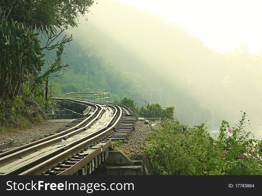 Dying railway tracks in period world war 2 of thailand.plentifully people die at here.