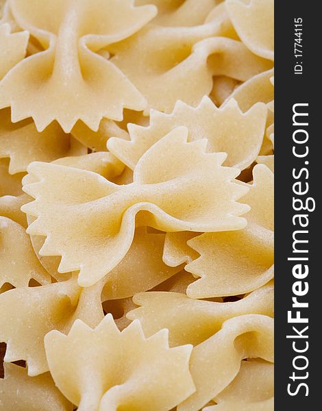 Raw close up farfalle pasta