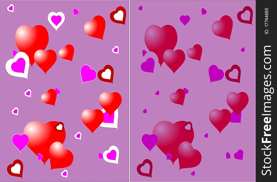 Valentine hearts in various shapes backgrounds side by side. Valentine hearts in various shapes backgrounds side by side