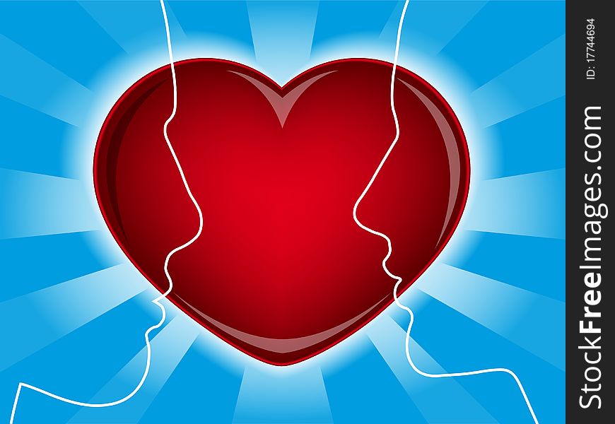 Vector image of the love heart and silhouettes of man and woman. Vector image can fit any size. Vector image of the love heart and silhouettes of man and woman. Vector image can fit any size