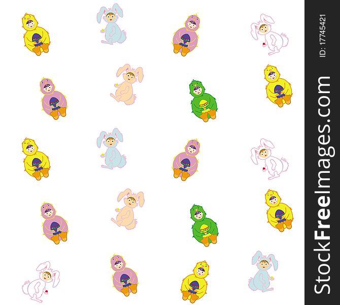 Easter Bunny And Chick Pattern