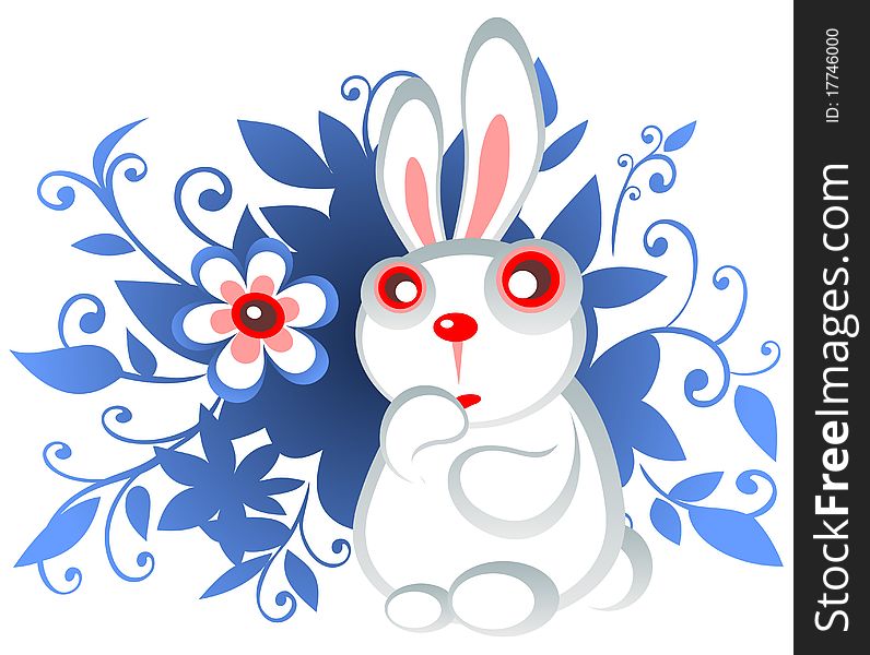 Cartoon Easter rabbit on a white background.