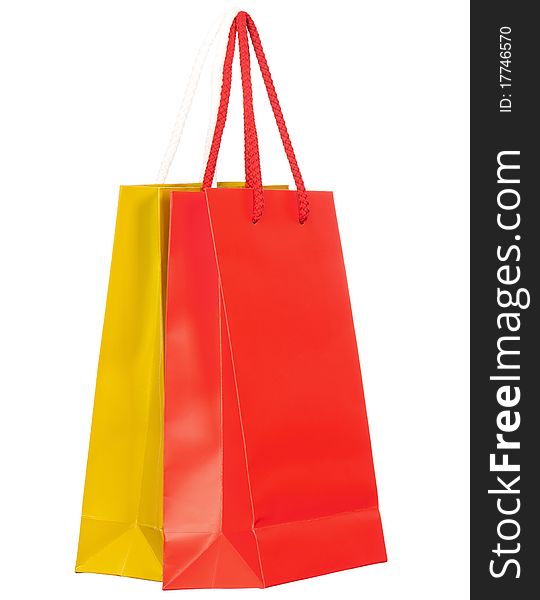 Colorful shopping bags on white background