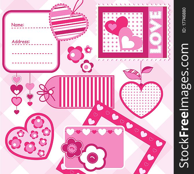 Elements good for scrapbook with Valentine theme,. Elements good for scrapbook with Valentine theme,