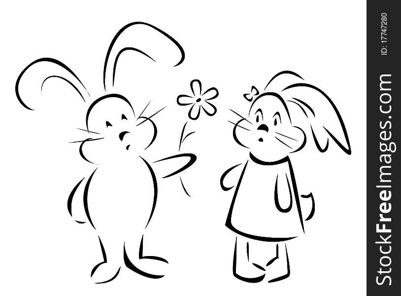 Two little bunny in love. Two little bunny in love.