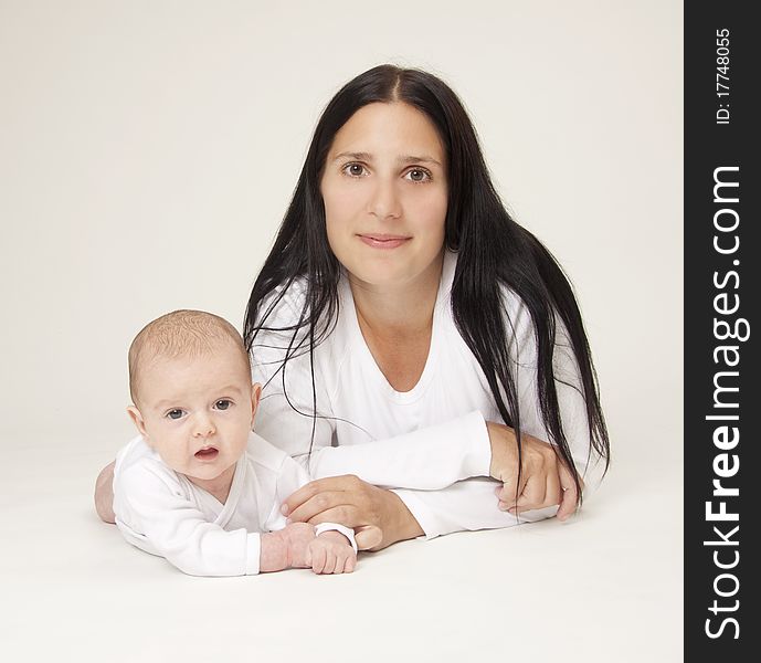 Mother and baby boy portrait