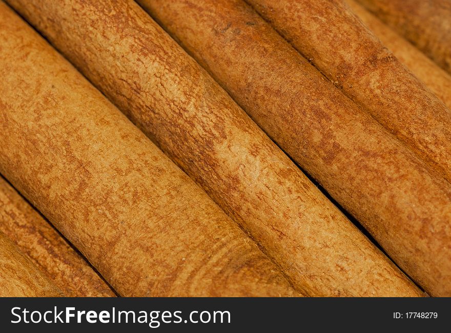 Macro of Cinnamon Sticks in diagonal view