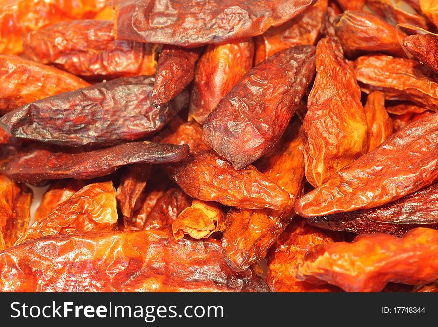 Macro of Red Chilly Peppers, also known known as Piri Piri