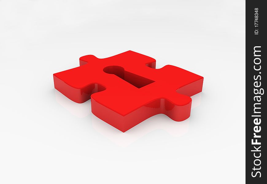 Puzzle with keyhole over white background 3D