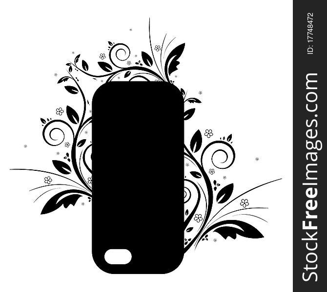 Floral black banner on the white background. Floral black banner on the white background