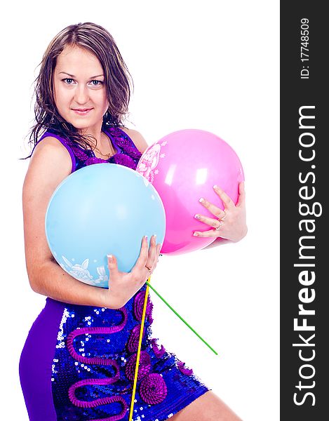 Woman with ballons