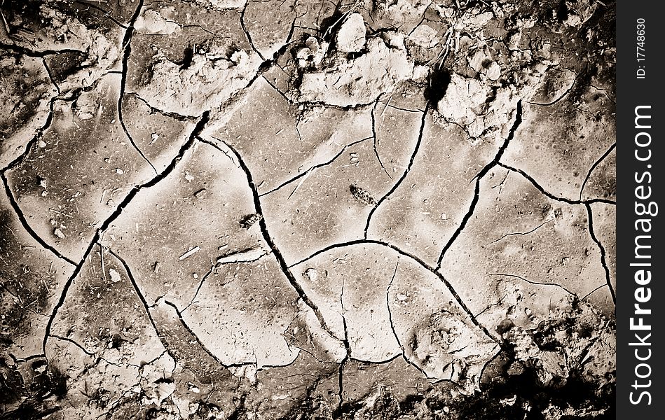 Black-and-white texture of the dry earth