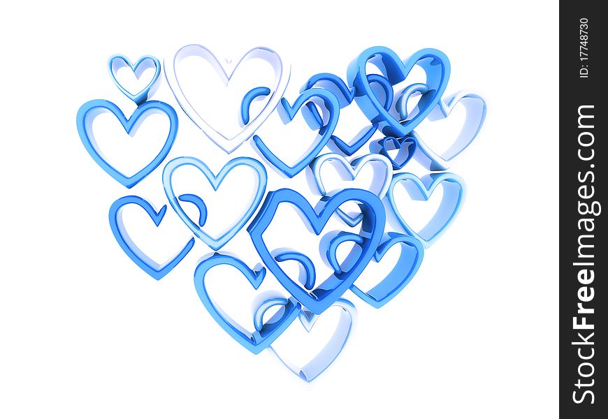 Illustration with blue isolated heart (love concept)