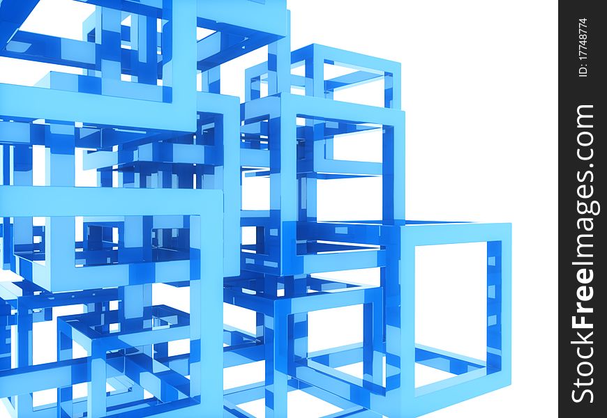 Background with blue frame cubes (network concept). Background with blue frame cubes (network concept)