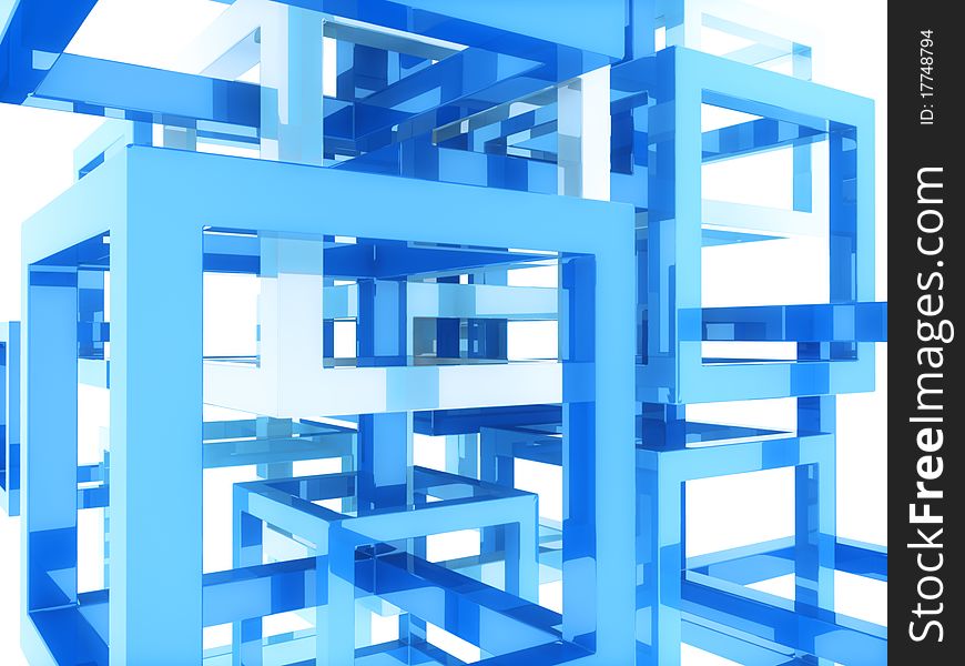 Background with blue frame cubes (network concept). Background with blue frame cubes (network concept)