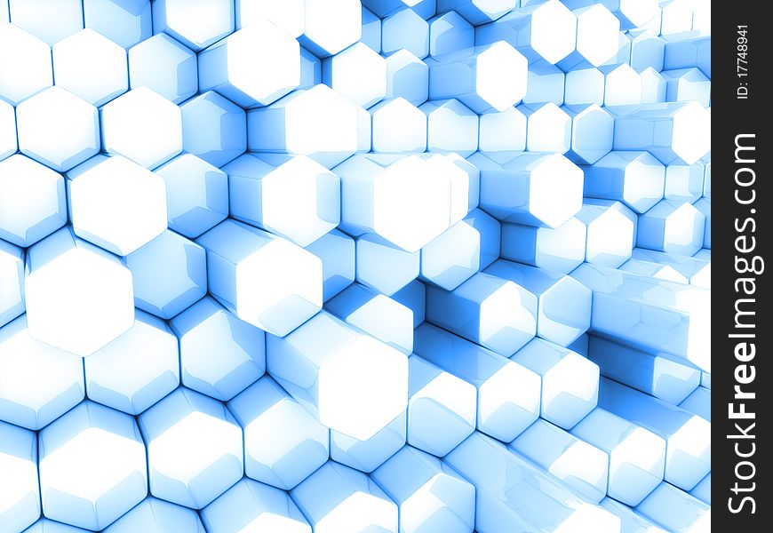 Abstract blue business background with different hexagons. Abstract blue business background with different hexagons