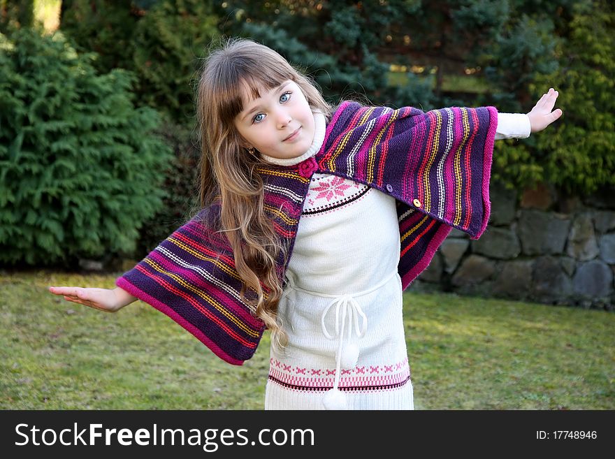 Beautiful little portrait of girl in park