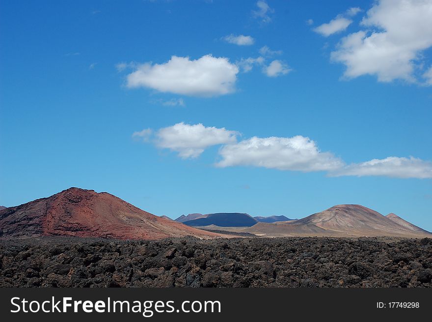 Volcano in Lanzarote at the canary islands in Spain, Europe